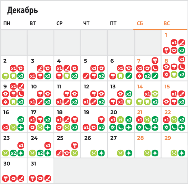 Лунный календарь лечения зубов - декабрь 2024